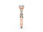 Cushion Cut Diamond Solitaire Ring Set in Rose gold with Channel-Set Band and Prong Setting