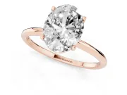Oval Cut Diamond Solitaire Engagement Ring Set in Rose gold with Thin Band and Prong Setting