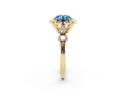 Round Floral Engagement Ring Setting for a Fancy Blue Lab-Grown Diamond | Petal Frame | Yellow Gold