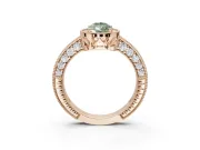 Pear-Shaped Milgrain Halo Engagement Ring Setting for a Fancy Green Lab-Grown Diamond | Wide Pavé Band | Rose Gold