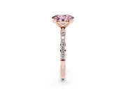 Oval Pave Solitaire Engagement Ring Setting for a Fancy Pink Lab-Grown Diamond | Pave Shoulders | Rose Gold