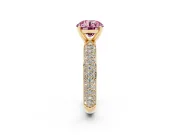 Round Domed Pavé Engagement Ring Setting for a Fancy Pink Lab-Grown Diamond | Yellow Gold