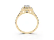 Emerald Cut Halo Engagement Ring Setting | Shared Prong Shoulders | Yellow Gold