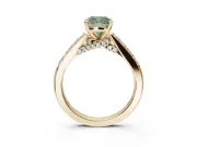 Cushion Cut Pavé Solitaire Engagement Ring Setting for a Fancy Green Lab-Grown Diamond | Crossover Gallery | Yellow Gold