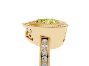 Fancy Yellow Heart Cut Diamond Halo Ring Set in Yellow gold with Pavé Band and Milgrain-Edged Prongs