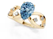 Pear-Shaped Loop Engagement Ring Setting for a Fancy Blue Lab-Grown Diamond | Yellow Gold