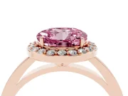 Fancy Pink Round Cut Diamond Halo Ring Set in Rose gold with Solitaire Band and Prong Setting