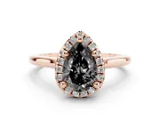 Pear-Shaped Halo Engagement Ring Setting for a Black Center | Plain Polished Band | Rose Gold