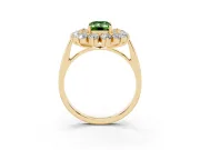 Emerald Cut Floral Double Halo Engagement Ring Setting for a Fancy Green Lab-Grown Diamond | Plain Band | Yellow Gold