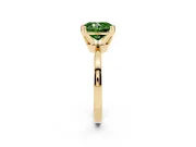 Fancy Green Radiant Cut Diamond Solitaire Engagement Ring Set in Yellow gold with Slim Tapered Solitaire Band