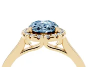 Oval Halo Engagement Ring Setting for a Fancy Blue Lab-Grown Diamond | Flat Tapered Band | Yellow Gold