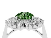 Round Floral Double Halo Engagement Ring Setting for a Fancy Green Lab-Grown Diamond | Plain Band | Platinum