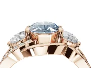 Oval Three Stone Split Shank Engagement Ring Setting for a Fancy Blue Lab-Grown Diamond | Matching Sides | Rose Gold