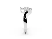 Heart-Shaped Bypass Solitaire Engagement Ring Setting | Pavé Ribbon | Platinum