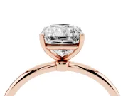 Radiant Cut Thin Solitaire Engagement Ring Setting | Straight Plain Band | Rose Gold