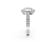 Radiant Cut Vintage Halo Engagement Ring Setting | Milgrain Channel Band | White Gold