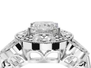 Princess Cut Vintage Floral Halo Engagement Ring Setting | Engraved Milgrain Band | Platinum