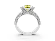 Emerald Cut Vintage Pave Engagement Ring Setting for a Fancy Yellow Lab-Grown Diamond | Milgrain Edges | Platinum