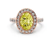 Oval Vintage Milgrain Halo Engagement Ring Setting for a Fancy Yellow Lab-Grown Diamond | Pierced Gallery | Rose Gold