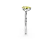 Fancy Yellow Pear Cut Diamond Pavé Band Ring Set in Platinum with Prong-Set Center Stone