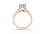 Heart-Shaped Hidden Halo Pave Engagement Ring Setting | Claw Prongs | Rose Gold