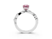 Fancy Pink Radiant Cut Diamond Solitaire Twisted Band Set in Platinum with Pavé Setting