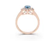 Emerald Cut Scalloped Cluster Halo Engagement Ring Setting for a Fancy Blue Lab-Grown Diamond | Plain Band | Rose Gold