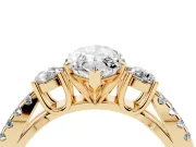 Marquise Cut Diamond Three-Stone Ring Set in Yellow gold with Pavé Split Shank and Prong Setting