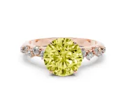 Round Graduated Solitaire Engagement Ring Setting for a Fancy Yellow Lab-Grown Diamond | Rose Gold