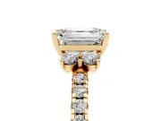Emerald Cut Side Stone Pave Engagement Ring Setting | Paired Round Accents | Yellow Gold
