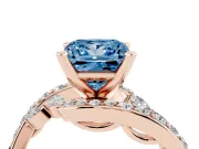 Princess Cut Bypass Engagement Ring Setting for a Fancy Blue Lab-Grown Diamond | Rose Gold