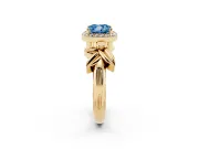 Cushion Cut Floral Halo Engagement Ring Setting for a Fancy Blue Lab-Grown Diamond | Yellow Gold