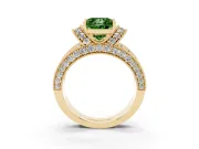 Princess Cut Vintage Pave Engagement Ring Setting for a Fancy Green Lab-Grown Diamond | Milgrain Edges | Yellow Gold