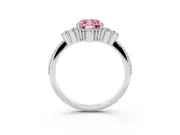 Cushion Cut Cluster Engagement Ring Setting for a Fancy Pink Lab-Grown Diamond | White Gold