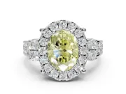 Oval Halo Engagement Ring Setting for a Fancy Yellow Lab-Grown Diamond | Side Clusters | White Gold