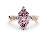 Fancy Pink Marquise Cut Diamond Five-Stone Prong Set Engagement Ring Set in Rose gold with Channel Band