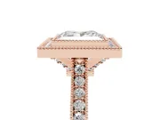 Princess Cut Vintage Milgrain Halo Engagement Ring Setting | Bezel Head | Rose Gold