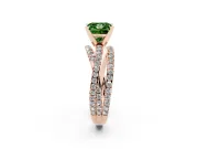 Fancy Green Princess Cut Diamond Solitaire Twist Band Ring Set in Rose gold with Pavé Setting and Prong Head