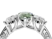 Pear-Shaped Vintage Three Stone Engagement Ring Setting for a Fancy Green Lab-Grown Diamond | Graduated Pavé | Platinum