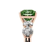 Princess Cut Five Stone Engagement Ring Setting for a Fancy Green Lab-Grown Diamond | Prong Set Side Stones | Rose Gold