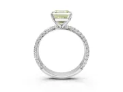 Asscher Cut Domed Pavé Engagement Ring Setting for a Fancy Yellow Lab-Grown Diamond | Sterling Silver