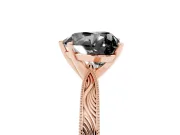 Fancy Black Heart Cut Diamond Solitaire Milgrain Engraved Band Set in Rose gold with Prong Setting