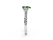 Fancy Green Pear Cut Diamond Solitaire Pavé Engagement Ring Set in Platinum with Prong Setting
