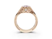 Marquise Vintage Bezel Engagement Ring Setting for a Fancy Pink Lab-Grown Diamond | Engraved Band | Rose Gold