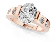 Oval Tension Style Engagement Ring Setting | Flush Set Accents | Rose Gold