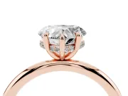 Heart-Shaped Hidden Halo Engagement Ring Setting | Thin Plain Band | Rose Gold