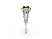 Asscher Cut Scalloped Halo Engagement Ring Setting for a Fancy Green Lab-Grown Diamond | Pear Side Stones | White Gold