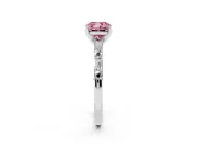 Fancy Pink Cushion Cut Diamond Solitaire Set in Platinum with Side Baguettes and Channel Set Band