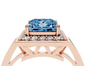 Princess Cut Halo Engagement Ring Setting for a Fancy Blue Lab-Grown Diamond | Polished Halo Rim | Rose Gold