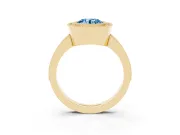 Round Milgrain Halo Engagement Ring Setting for a Fancy Blue Lab-Grown Diamond | Pave Band | Yellow Gold